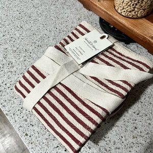 Hearth and Hand Ticking Stripe Half Apron- Red